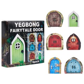 NICENEEDED 6 Pcs Miniature Fairy Doors for Garden Trees, Wooden Fairy Garden Door Decoration, Small Tale Gate Mystical DIY Fairy Garden Accessories for Garden Trees Yard Art Trees Potted Decor