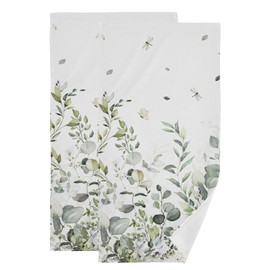 Sage Green Hand Towels for Bathroom Set of 2, 14" x 28" Eucalyptus Leaves with Dragonfly Bath Towels Soft Absorbent Decorative Fingertip Towels Home Hotel Spa Gym Face Towels Kitchen Tea Dish Towels