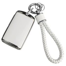 JOYEAR for Mazda Keychain with Key Fob Cover Compatible with 2020-2024 Mazda CX-5, CX-30, CX-9, 2019-2024 Mazda 3, Mazda 3 Hatchback 4-Buttons (Silver-White)