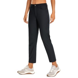 CRZ YOGA Women's High Rise Golf Pants Quick Dry Stretch Casual Straight Leg Dress Work Pants with 5 Pockets Black 26