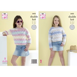 King Cole 5423 Knitting Pattern Girls Easy Textured Pattern Sweaters Jumpers in Beaches DK