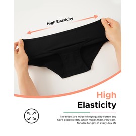 INNERSY Girls Cotton Underwear Teen Comfortable Panties Size 8-16 Briefs 6 Pack(10-12 Years, All Black)