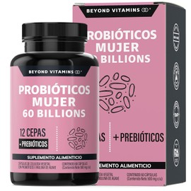 Probiticos Mujer 60 Billion  Prebiticos  Inulina de Agave 12 Cepas con tecnologa de Microencapsulacin para resistir cidos estomacales  Frmula...      