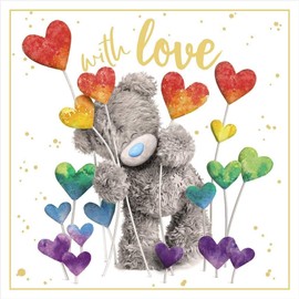 Me to You Bear With Love Rainbow Hearts Card, Mixed,Size:6x6,ALV93039