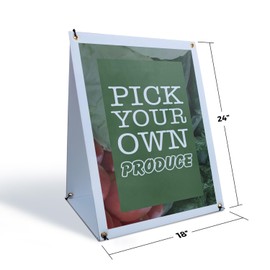 Pick Your Own Produce Sidewalk Sign 18 Inch x 24 Inch A-Frame Images On Both Sides | Local Farms, Freshly Picked, Family-Friendly Events | Made in USA