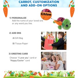 DolliBu Happy Easter Big-Eyed Pink Shell Sea Turtle with Carrot - Cute Stuffed Animals with Carrot Plush Toy, Spring Easter Plush Animal - 6 Inches