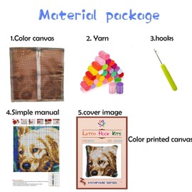 Winter Snow House Tree Latch Hook Pillow Kits for Beginner Needle Crochet Yarn Kits with Stamped Canvas Embroidery Cushion Hook and Latch Throw Pillow Christmas Decoration 43x43cm(2)