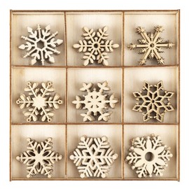 Ideen mit Herz Wooden Scatter Decoration | Snowflakes | Ice Crystals | Wooden Motifs Christmas | Winter Decoration | Table Decoration | Includes Wooden Box | 9 Different Designs, 5 Pieces Each | 45
