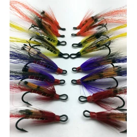 BestCity Fly Fishing Salmon Flies Ally's Set Double Hooks sizes 6-12 pack of 16 flies