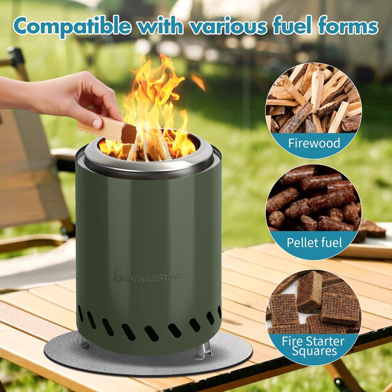 9.7 x 7.1 Inch Tabletop Fire Pit by AmazStove, Low