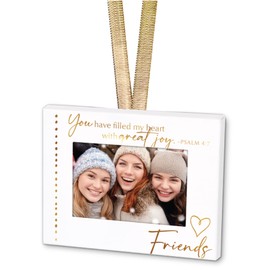 Lighthouse Christian Products Friends Gold Foil 4 x 3 Metal Mini Picture Frame Christmas Ornament