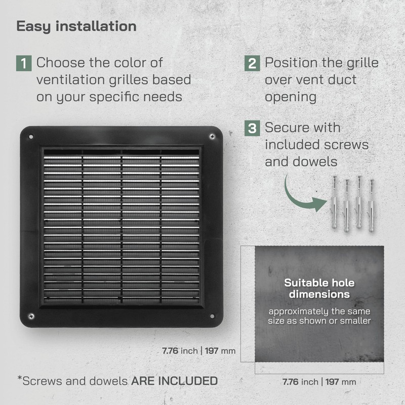 Vent Systems 10" x 10" Inch Black Air Return Vent