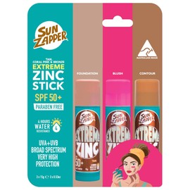 Sun Zapper Extreme Zinc Stick Beauty Pack - Protector solar de zinc bronceado, bronce y rosa, fabricado en Australia