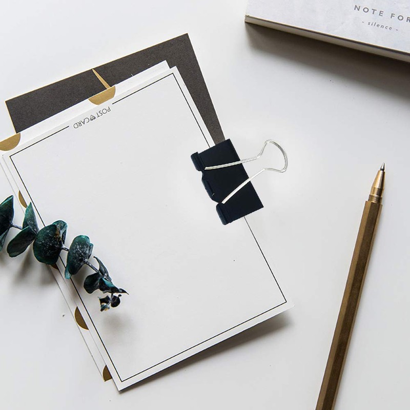 100pcs Foldback Clips Assorted Size Binder Paper Clamp Clips Black