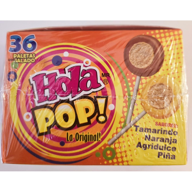 Hola Pop Lollipops Mix Flavor with Saladito – 36 Count