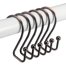 Shower Curtain Hooks, OEH Shower Curtain Rings, S-Shaped Bronze Shower Curtain Hooks, Anti-Fall Shower Curtain Hooks Rust Proof, Multi-purpose Metal Shower Rings for Curtain, Bathroom, Kitchen, Bronze