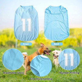 Dog Shirt Number Printed Summer Basic Vest Puppy Breathable T-Shirt Pet Sleeveless Tank Top Clothing for Large, Medium, Small Dogs (Medium, Blue)