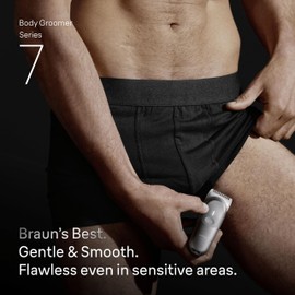 Braun Body Groomer Series 7, +8 Grooming Tools, with Smartlight & SkinGuard, 100 Min Runtime, Gentle On Sensitive Areas, Trim & Shave with SmoothShave & SensitiveTrim, Waterproof, BG7555, Grey