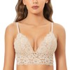 Dobreva Women's Lace Bralette, Removable Pads, Non-Wired Triangle Bra -