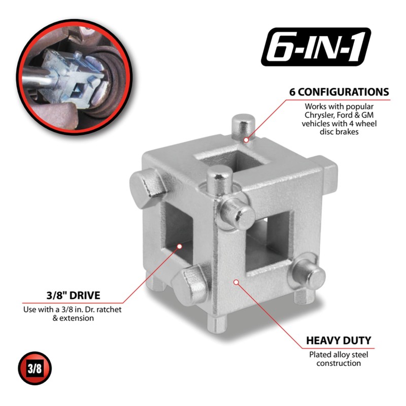 Performance Tool W80621 3/8-Inch Drive Disc Brake Piston Tool