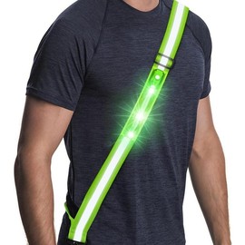 Reflective Walking Gear, Rechargeable Led Reflective Sash, Adjustable Night Walking Safety Gear, High Visibility Safety Lights for Walking at Night for Men Women Jogging Running Biking - Color: green