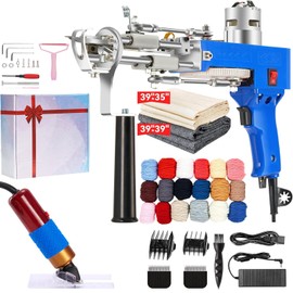 BESGEER Rug Tufting Gun with Carpet Trimmer Kit - Rug-Tuft-Gun-with-Tufting-Shears, 2 in 1 Cut & Loop Pile Carpet Gun and Carpet Carving Clippers, Rug Maker Machine Starter Kit Beginners （All Blue）