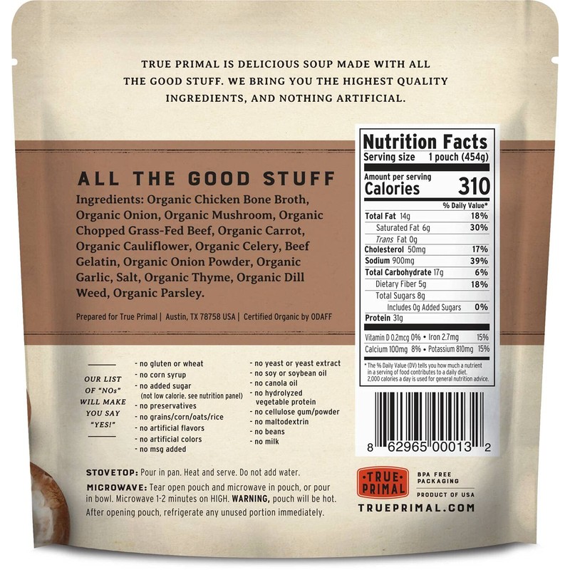True Primal Beef & Mushroom Organic Soup 8-pack, Ready to