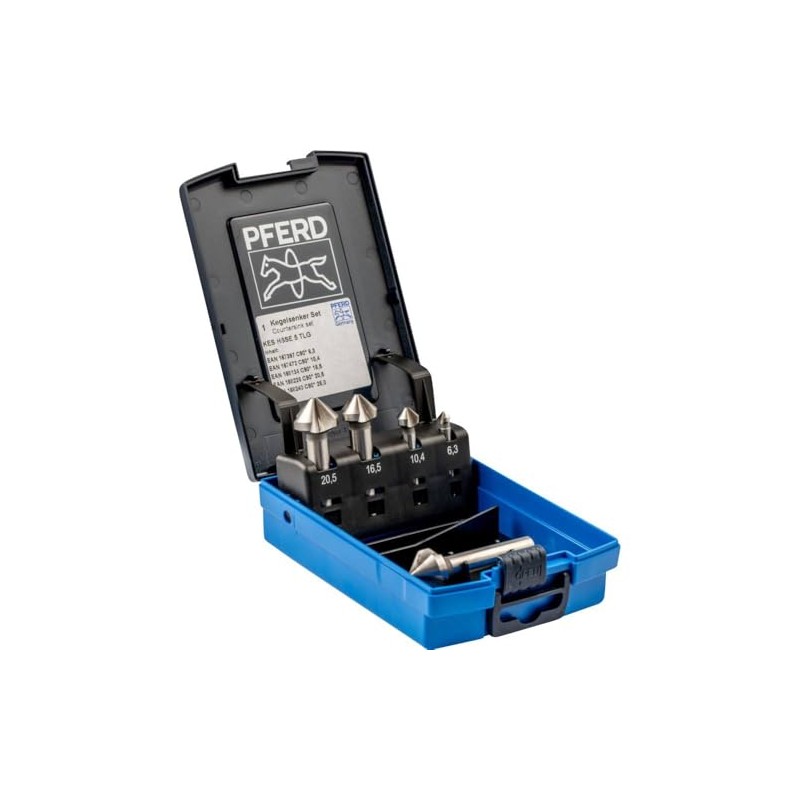 PFERD HSS-E Co5 Cone/Deburring Countersink Set, 5 Pieces, 90°, Diameter