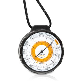 Sun Company Ascent Altimeter - Battery-Free Altimeter and Barometer | Weather-Trend Indicator with Rugged Aluminum Case and Reflective Lanyard | Reads Altitude from 0 to 15,000 Feet