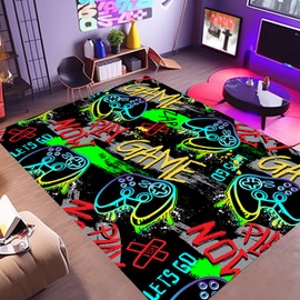 Osimiccp Gamer Rug for Game Room 5'x7' Non-Slip Gaming Rugs,Cool Graffiti Carpet for Bedroom Living Room Decor