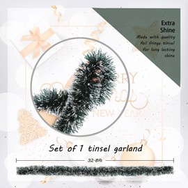 YODEN Christmas Tinsel Garland, 32.8 Feet Christmas Shiny Tinsel Garland, Christmas Tree Garland Hanging Decorations for, Christmas Party Indoor and Outdoor Decorations