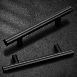 Probrico 5 Pack|3-1/4 inch Cabinet Pulls Black Cabinet Handles Stainless Steel, Modern Style Round T bar Handles Dresser Drawer Pulls, Kitchen Cabinet Knob Hardware