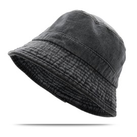 YAMEE Fishing Hat Unisex Denim Packable, Bucket Hat Women's Breathable Summer Sun Hat Fishing Hat for Men Women Beach Hats Women's Fishing Hats with UV Protection, black