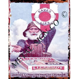 small LIFEBUOY SOAP (saves lives) BATHROOM ADVERT METAL SIGN RETRO VINTAGE STYLE coffee shop kitchen bar pub wall art
