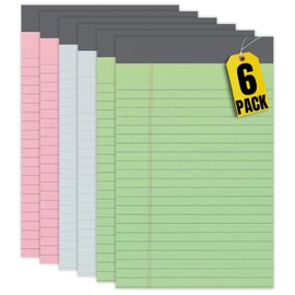 1InTheOffice 5x8 Legal Pads, Legal Note Pads, Writing Pads, Narrow Ruled, Pastel, 50 Sheets/Pad, 6 Pads/Pack