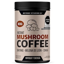 Cafe soluble con Hongos  Dale power a tu día  Café potenciado con hongos adaptógenos Melena de Leon, Chaga y Shiitake  Bajo en calorías y bajo índice 