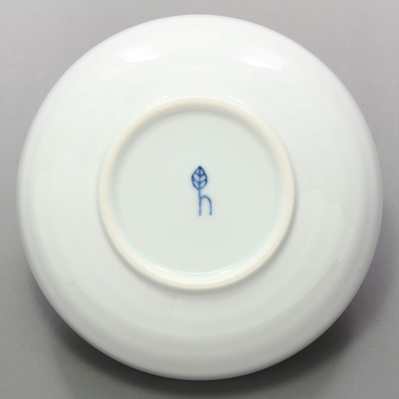 Hama Pottery Indigo Round Crest Tamabuchi Flat Pot 05-23 13.5cm