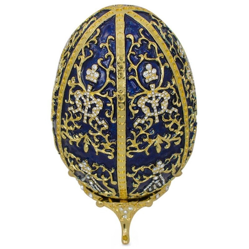 BestPysanky 1895 Twelve Monograms Royal Imperial Metal Easter Egg