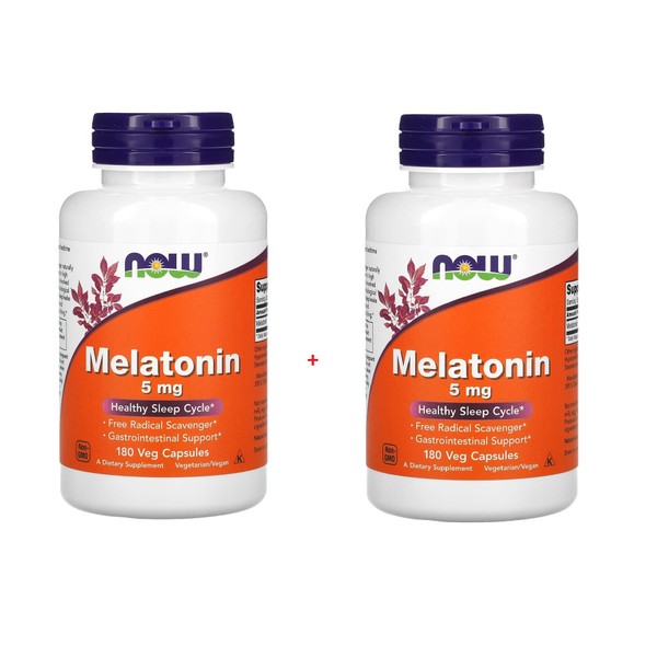 Melatonin, High Potency, 5 mg, 180 Vcaps (2-Pack)