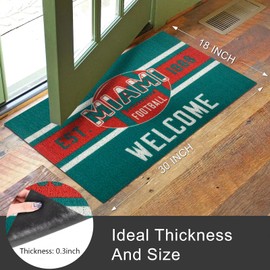 YUTIDO Miami Football Welcome Doormat, Non-Slip Rubber Backing Indoor Outdoor Rug, Decorative Floor Mat for Entrance, Kitchen, Patio, 18x30 Inch