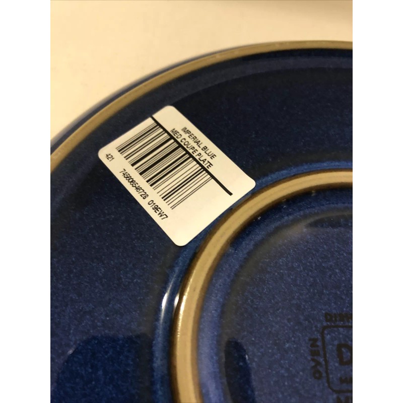 Denby England Imperial Blue Medium Coupe 8.25” Plate NWT Fire