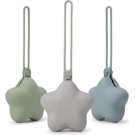 uunida baby Porta Chupones para Bebe de Silicona Pack de 3 en Forma de Estrella, Funda Porta Chupon Esterilizable Libre de BPA, Compatible con Carriola y Pañalera, Guarda Sujetador de Chupon para Bebe (Azul Verde Gris)