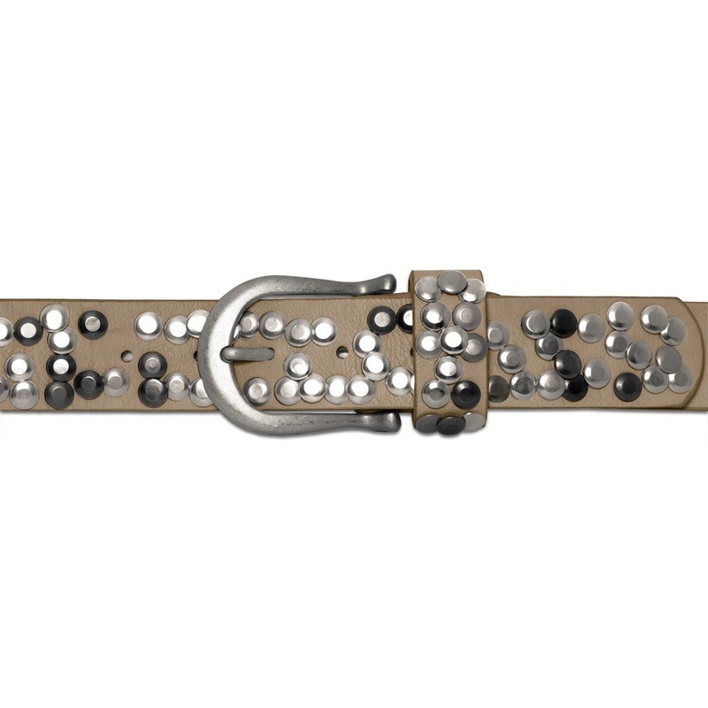 Caspar GU223 Women's Vintage Rivet Belt - beige, size: 95