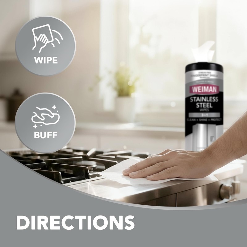 Weiman Stainless Steel Cleaner and Polish Wipes Bundle with Microfiber