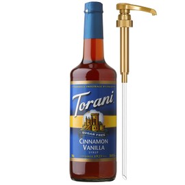 Torani Sugar Free Coffee Syrup, Cinnamon Vanilla Flavoring for Drinks, Zero Calorie, Glass Bottle with Pump Included, 25.4 Fl Oz