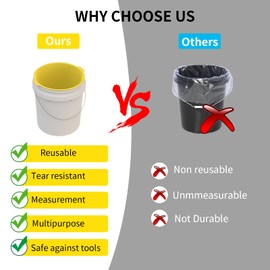 Dxmnoly 3.5 Gallon Silicone Bucket Liner - Reusable Mixing Liner for Concrete, Mortar, Grout, Paint, Food Grade Non-Stick, Easy to Clean & Durable (Yellow, 3.5 Gallon)