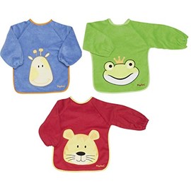 Pack of 3. Playshoes Bib with Sleeves, in Blue, Red and Green.