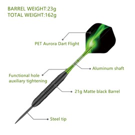 Professional 3 Pack 23g, Steel Tip Darts Set with Aluminum Shafts(+3 More Spare Shafts) and 2 Style Flights+Rubber O-Rings and Darts Case