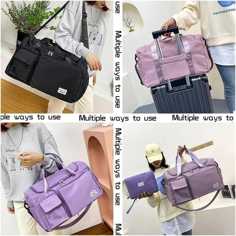 Jahomieo Foldable Gym Duffel Bag with Shoes Compartment &Wet Pocket