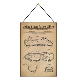 Blechschild With cord 30 x 20 cm United States Patent Office: Design for a Ballet Slipper 1974 - Blechemma